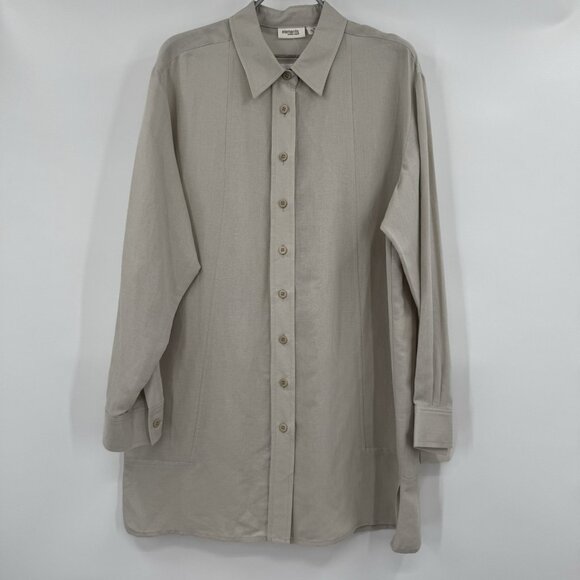 Spiegel Elements Linen Button Front Long Sleeve Shirt Blouse Top sz S 84-0231W - Picture 2 of 9